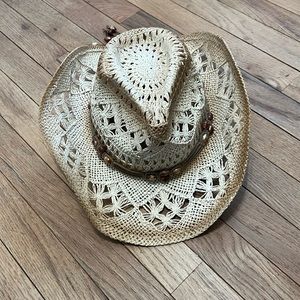 Tan cowboy hat with beads